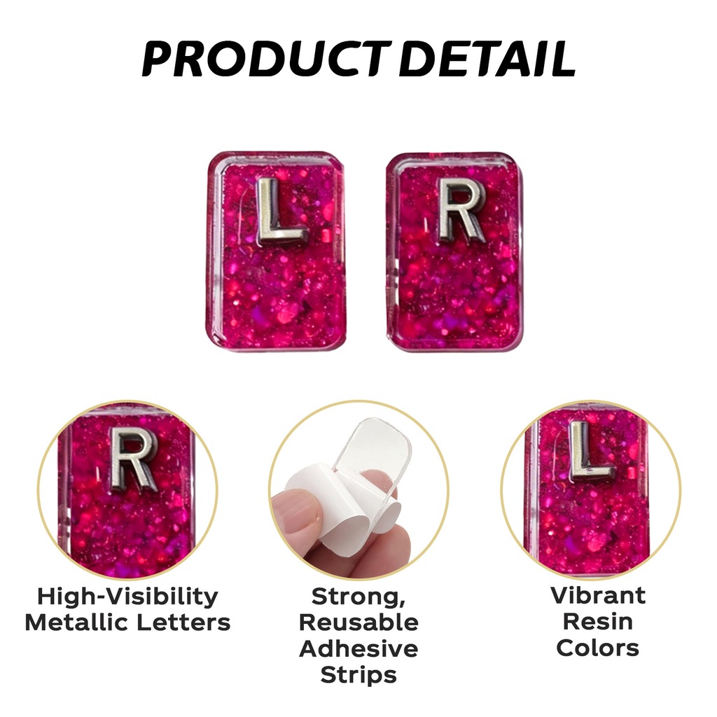 Embroidery Initials - Glitter Resin L/R X-ray Markers Badge
