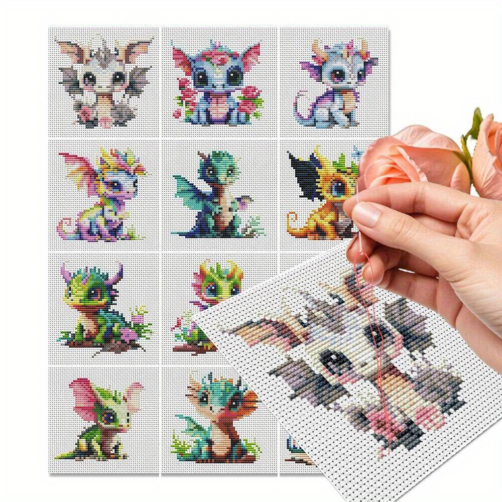 Embroidery Tas - 12Pcs Dragon Cross Stitch 11CT Printed