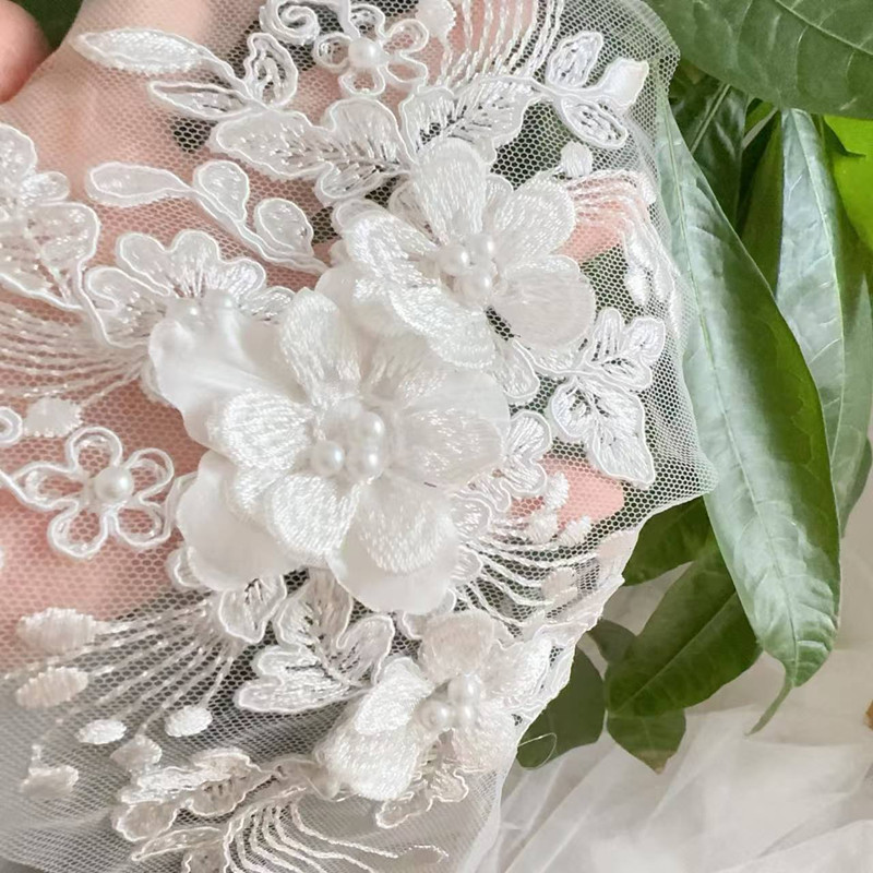Embroidery Flower Pattern - 2PCS=1Pair,Rope Embroidery Pearl Lace 3D Mirror