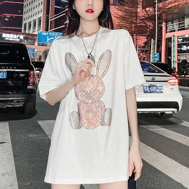 Embroidery Fashion - Women's Summer Casual T-Shirt: Diamond Cartoon