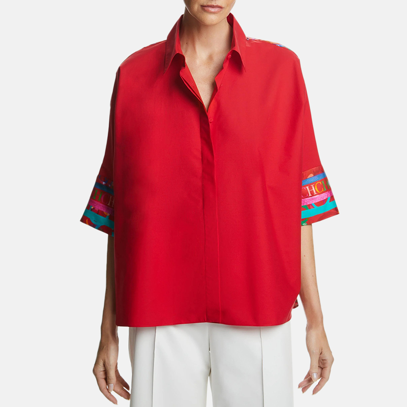 Embroidery On Shirt - Female Shirts Casual Women's Blouse Three-Quarter
