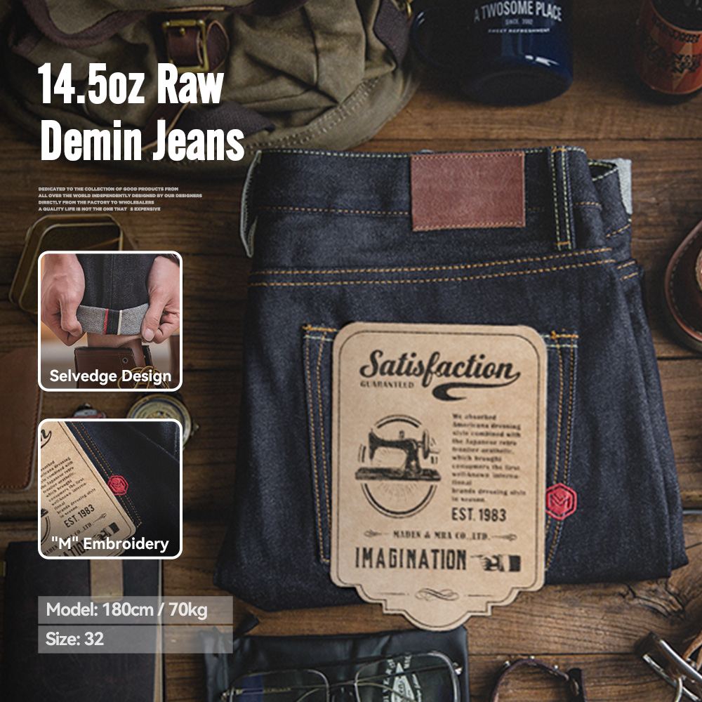 Embroidery On Jeans - Maden Retro 14.5oz Selvedge Raw Denim