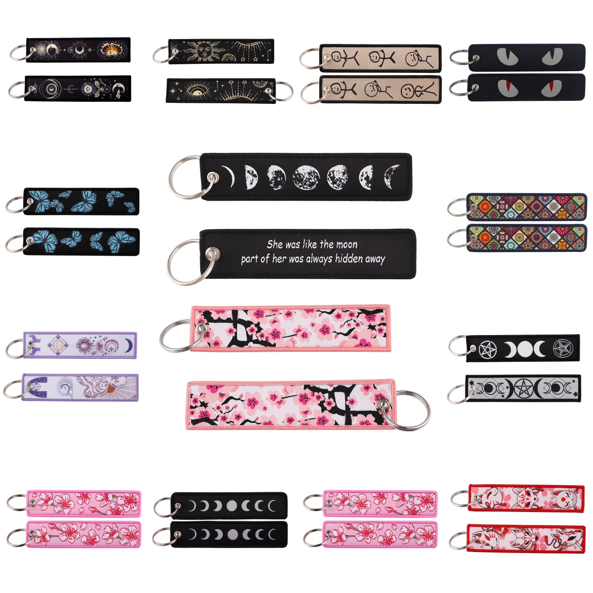 Embroidery Ring Sizes - Cherry Blossom Embroidery Key Fobs Moon