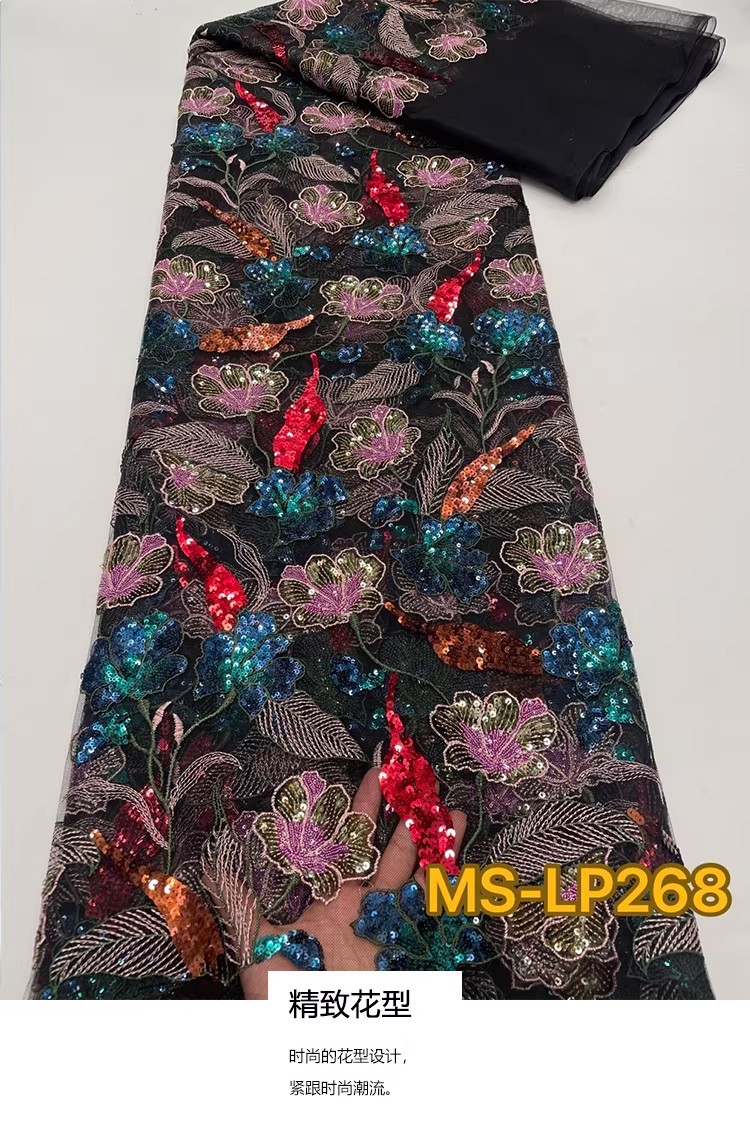 Embroidery Flower Pattern - 1yard Luxury Double color bead flower