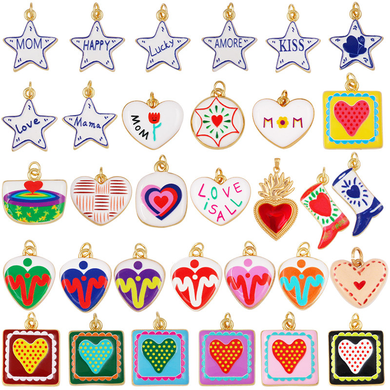 Lot 2pcs Trendy Heart Star Cha - Embroidery Charm ulasan dan harga