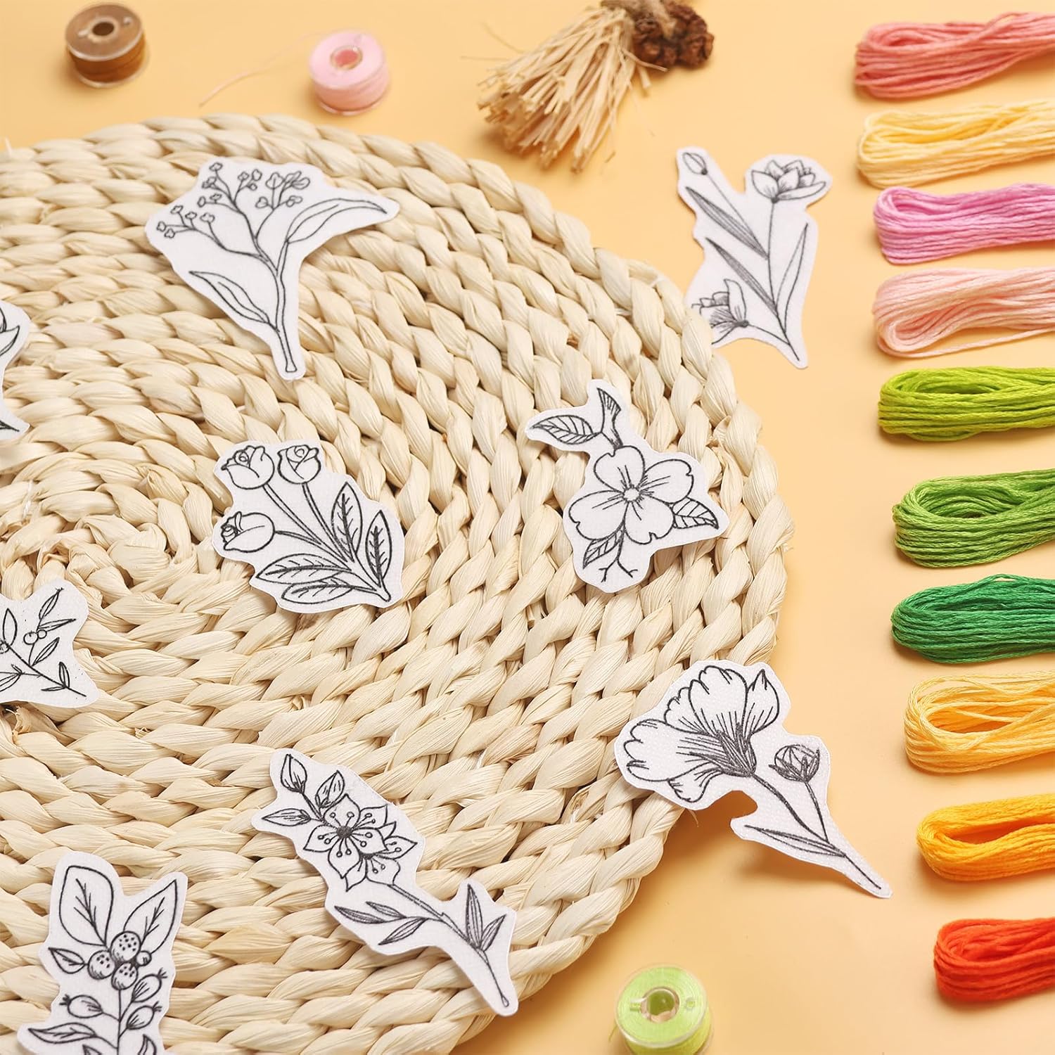 50Pcs Water Soluble Embroidery - Embroidery Flower Pattern ulasan dan harga