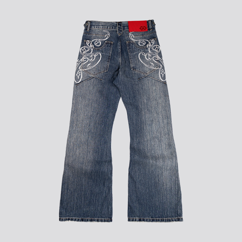 Y2k Blue Opening Bootcut Jeans - Embroidery On Jeans ulasan dan harga