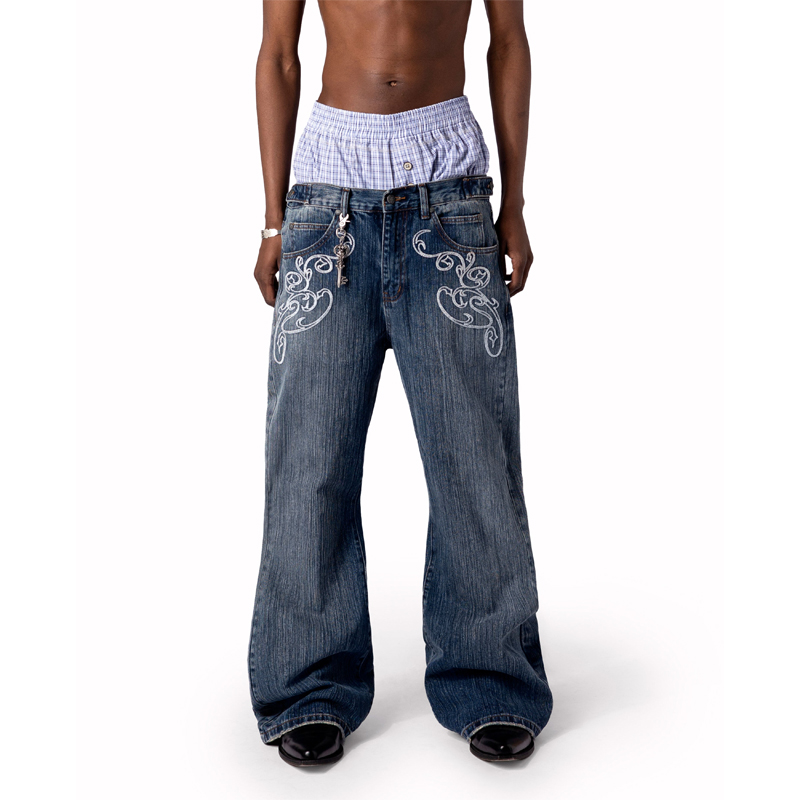 Y2k Blue Opening Bootcut Jeans - Embroidery On Jeans ulasan dan harga