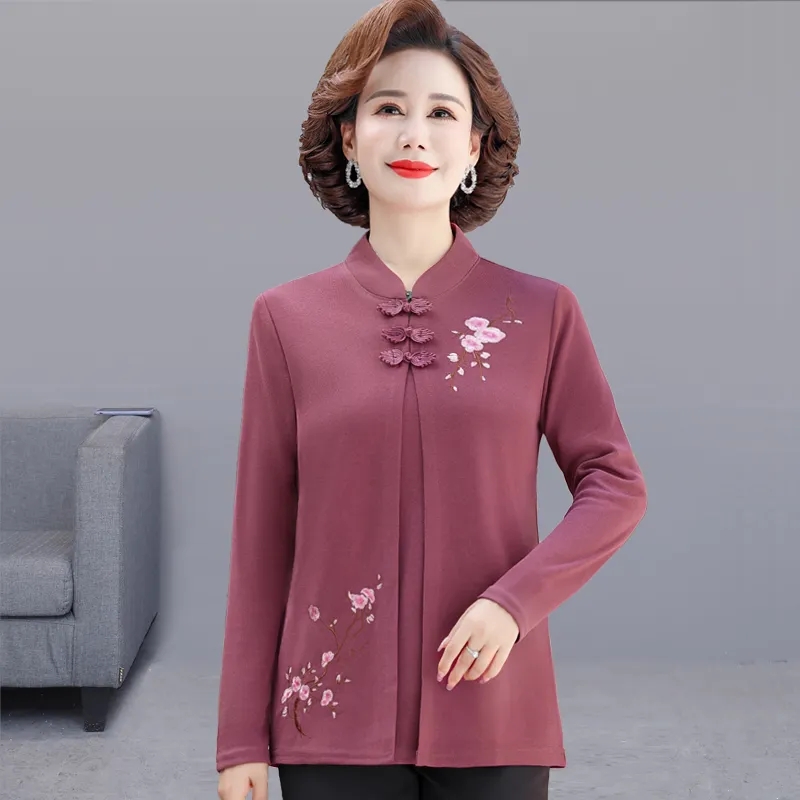 Middle-Aged Women Embroidery C - Embroidery Cardigan ulasan dan harga