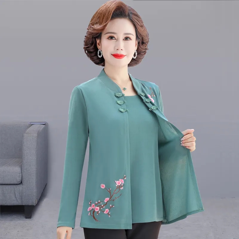 Middle-Aged Women Embroidery C - Embroidery Cardigan ulasan dan harga