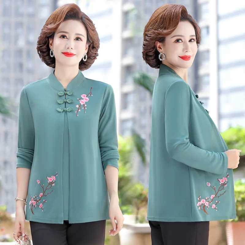 Middle-Aged Women Embroidery C - Embroidery Cardigan ulasan dan harga
