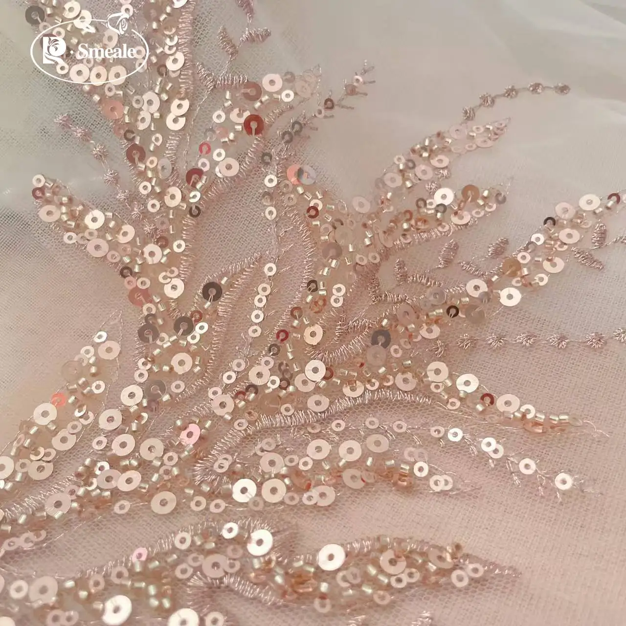 5Pair-2Pair.Rose Gold Sequin T - Embroidery Flower Pattern ulasan dan harga