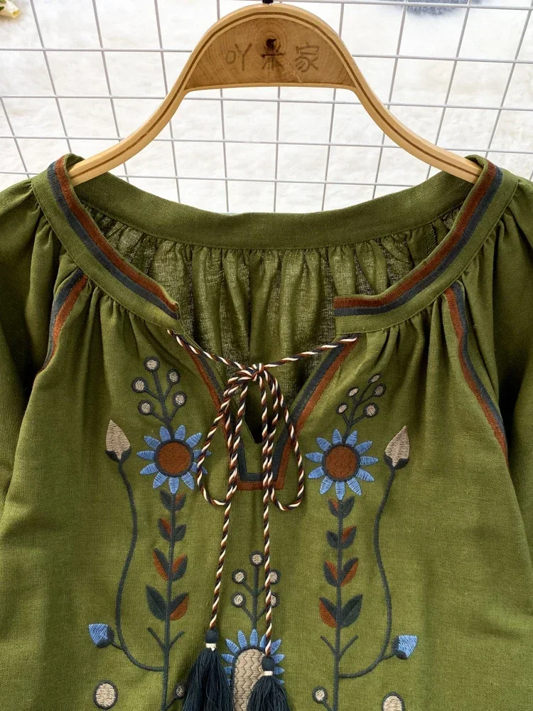 Women Spring Blouse Ethnic Sty - Embroidery On Shirt ulasan dan harga