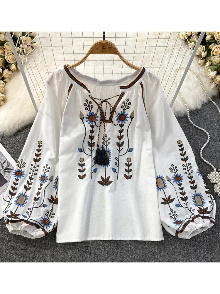 Women Spring Blouse Ethnic Sty - Embroidery On Shirt ulasan dan harga