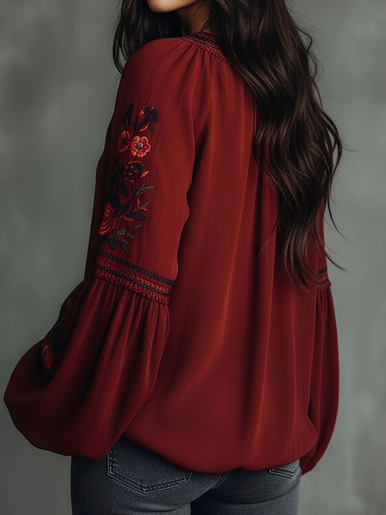 Women‘s Spring Blouse Retro Em - Embroidery On Shirt ulasan dan harga
