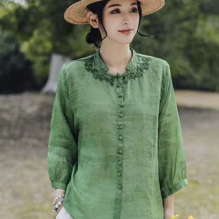 Elegant Harajuku Slim Fit Fema - Embroidery On Shirt ulasan dan harga