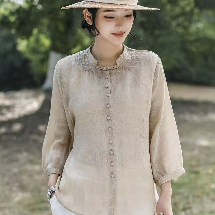 Elegant Harajuku Slim Fit Fema - Embroidery On Shirt ulasan dan harga