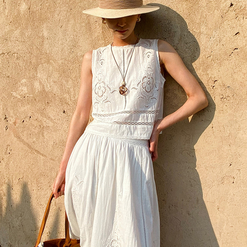 French Designer Boho White Cot - Embroidery On Shirt ulasan dan harga