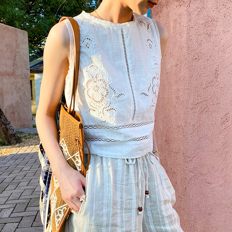 French Designer Boho White Cot - Embroidery On Shirt ulasan dan harga