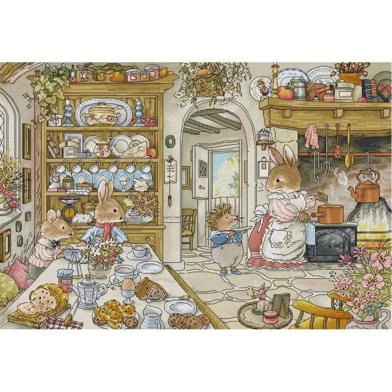 Rabbit's Kitchen Cartoon Anima - Embroidery Tas ulasan dan harga