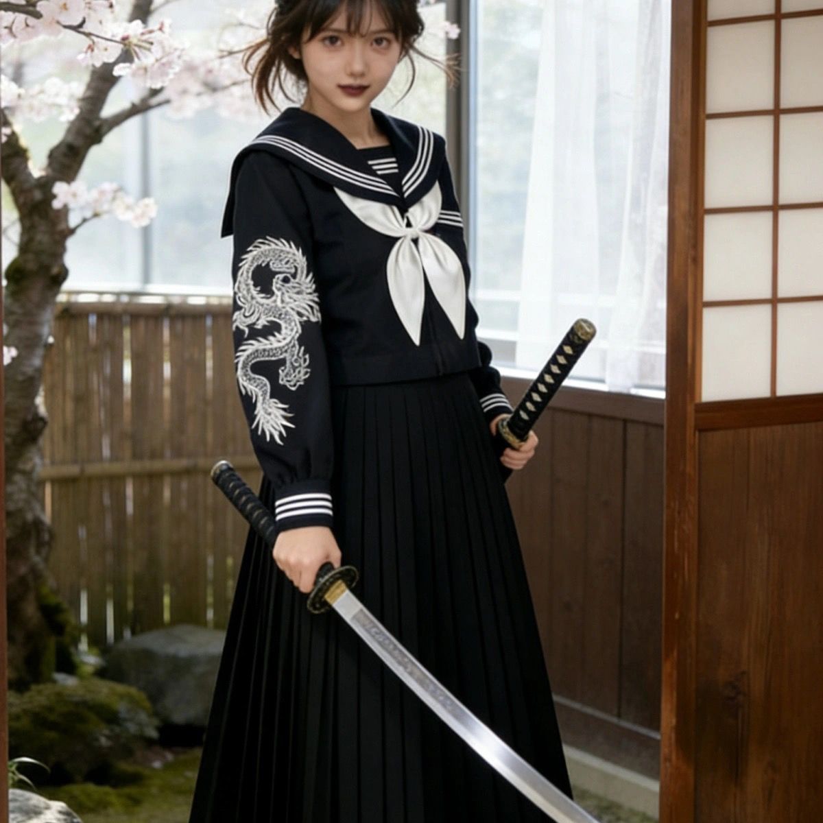 Japanese Dark Goth Punk Sailor - Embroidery Uniform ulasan dan harga