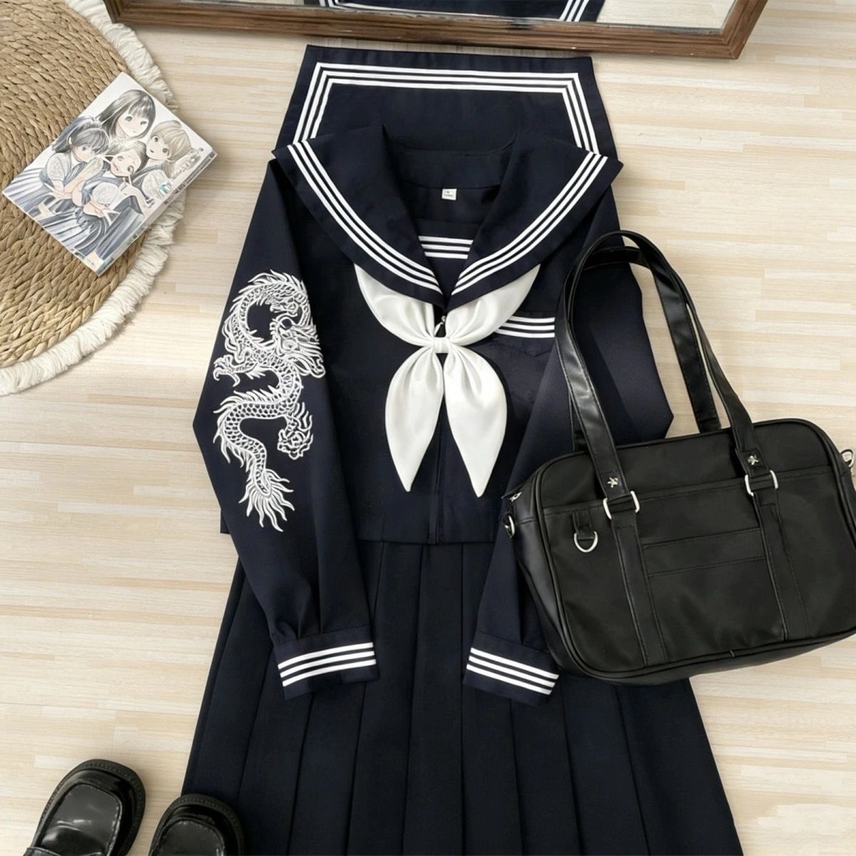 Japanese Dark Goth Punk Sailor - Embroidery Uniform ulasan dan harga
