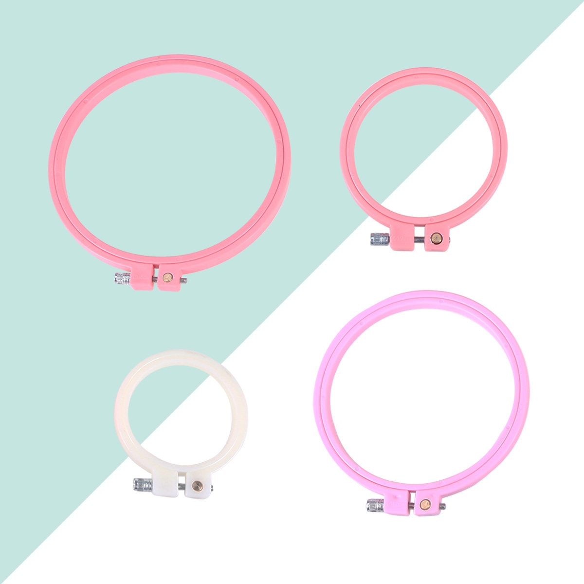 4Pcs Cross Stitch Hoops Adjust - Embroidery Ring Sizes ulasan dan harga