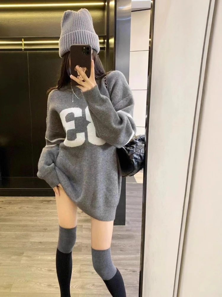 Y2K Vintage Knitted Sweater Wo - Embroidery Fashion ulasan dan harga