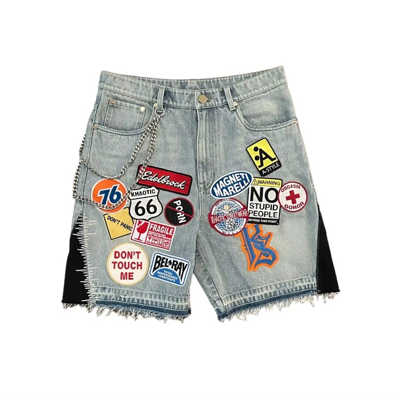 American Retro Denim Shorts Y2 - Embroidery On Jeans ulasan dan harga