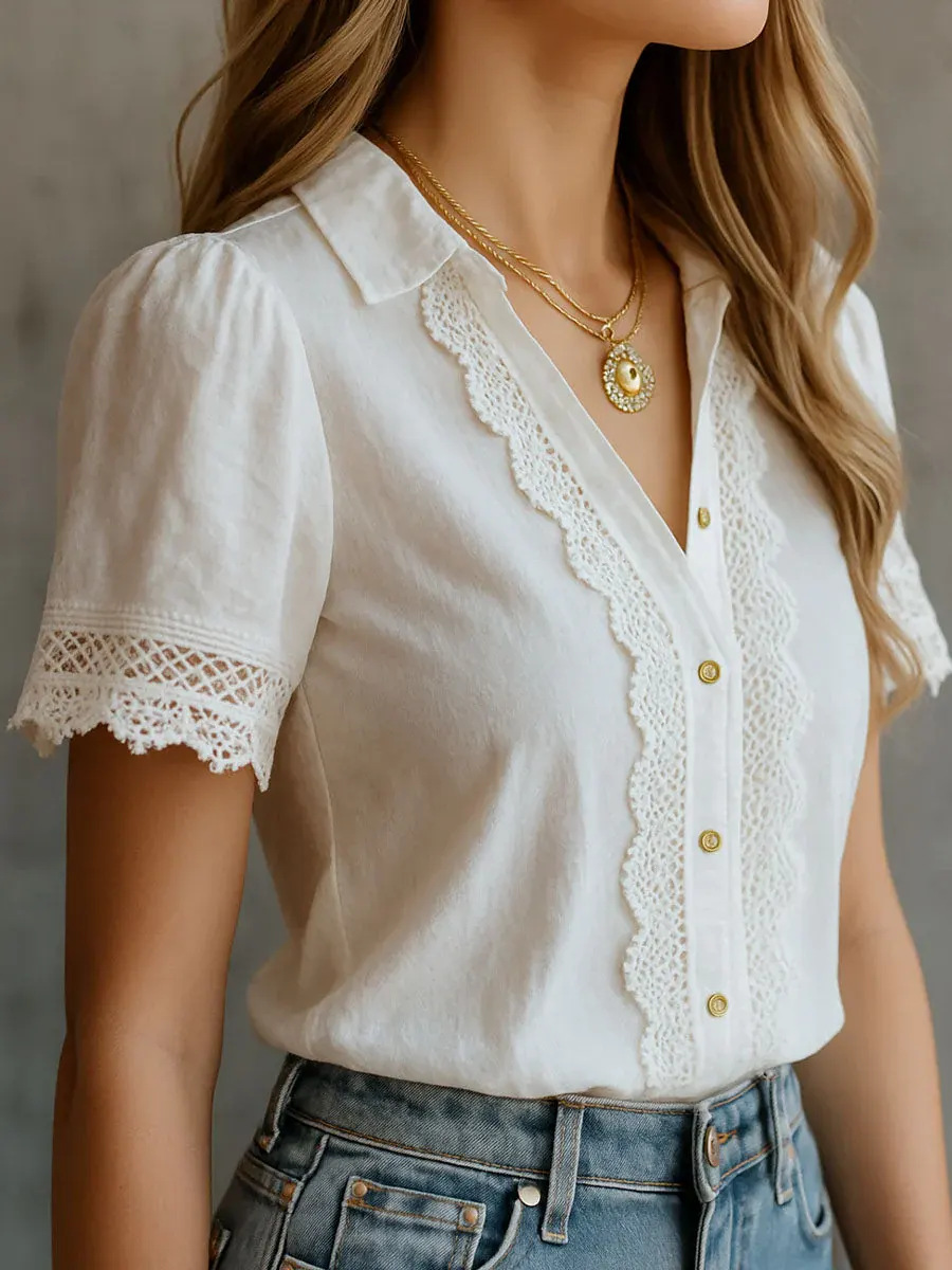 Elegant Women's Shirts Casual  - Embroidery On Shirt ulasan dan harga