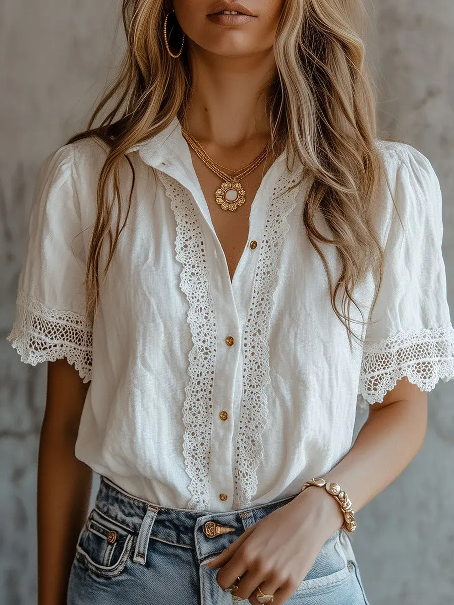 Elegant Women's Shirts Casual  - Embroidery On Shirt ulasan dan harga