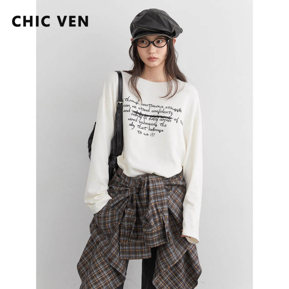CHIC VEN New Women Long Sleeve - Embroidery Font ulasan dan harga