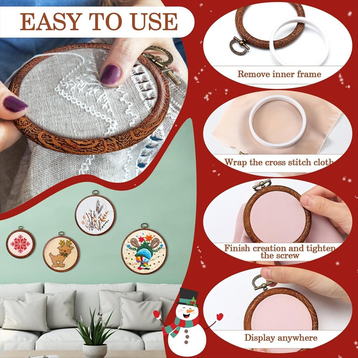 6 Size Imitated Wood Round Emb - Embroidery Ring Sizes ulasan dan harga