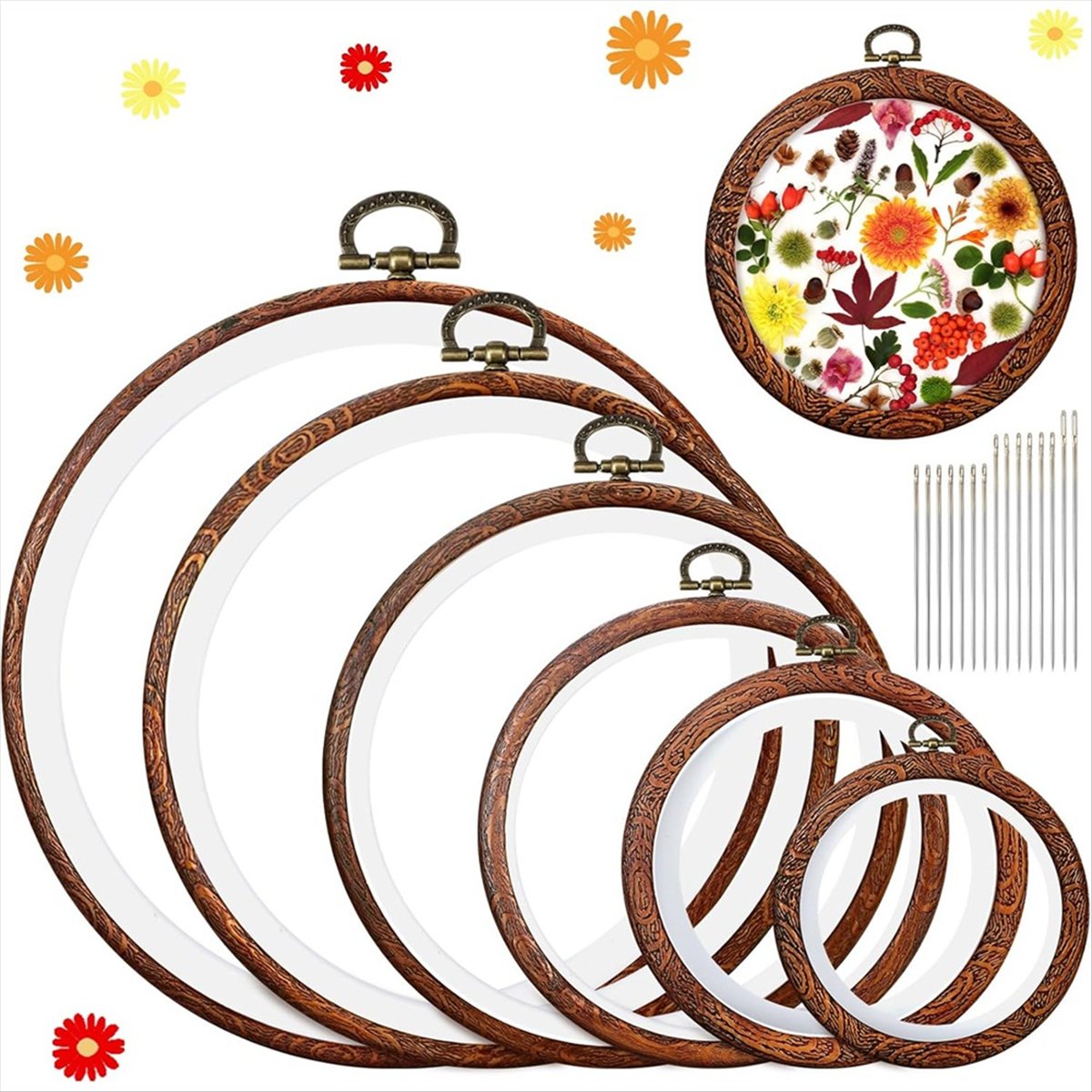 6 Size Imitated Wood Round Emb - Embroidery Ring Sizes ulasan dan harga