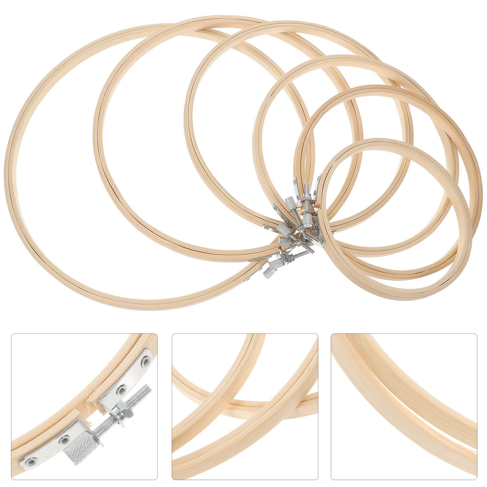 6Pcs Bamboo Embroidery Hoops A - Embroidery Ring Sizes ulasan dan harga