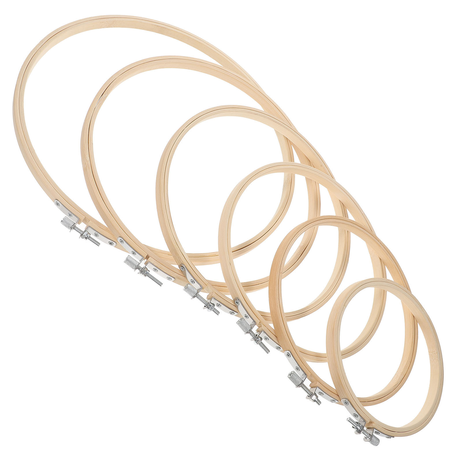6Pcs Bamboo Embroidery Hoops A - Embroidery Ring Sizes ulasan dan harga