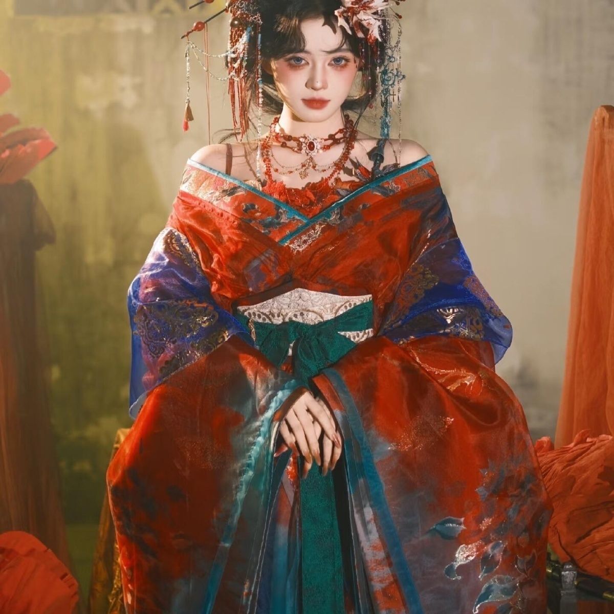 Black Blue Embroidery Hanfu Wo - Embroidery Uniform ulasan dan harga