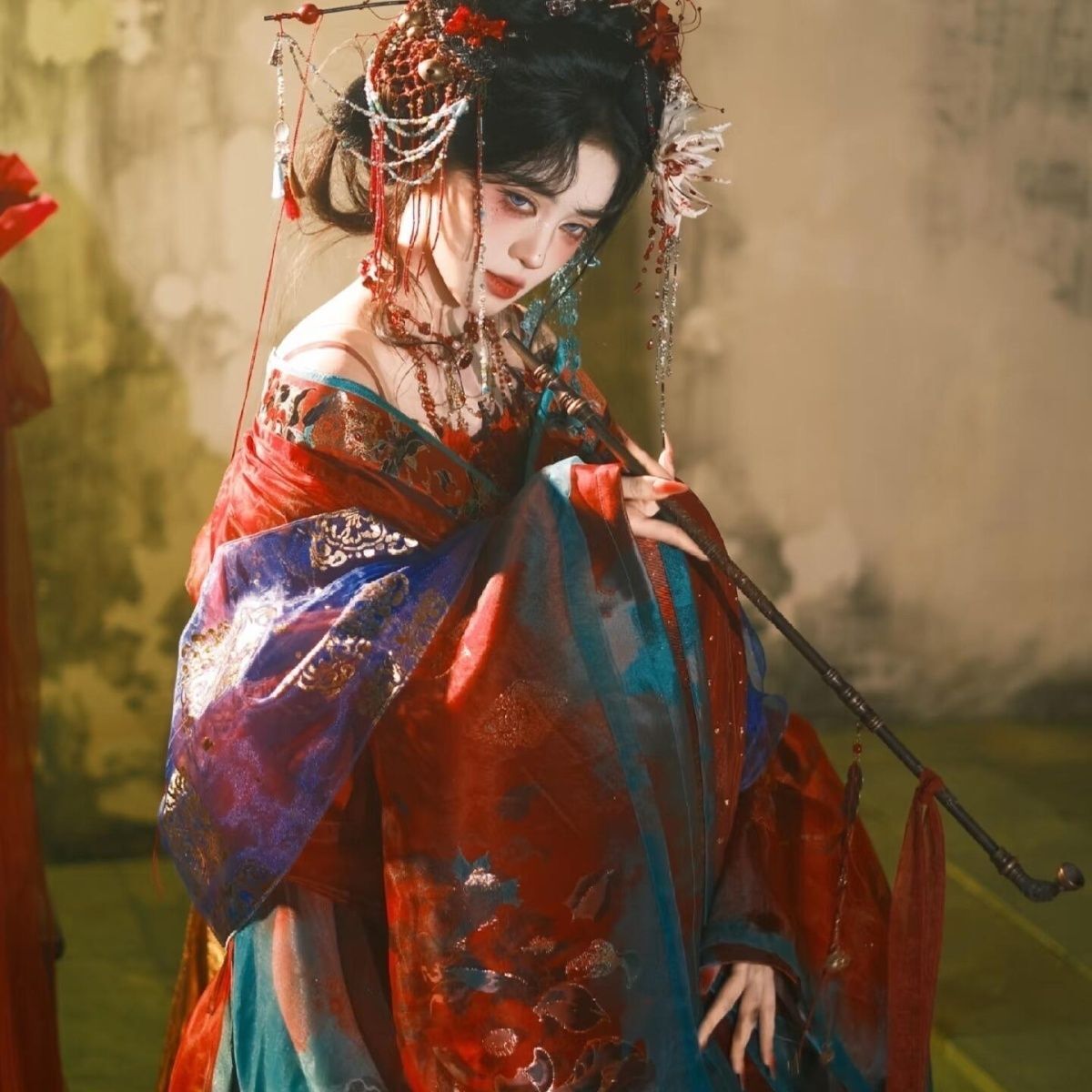 Black Blue Embroidery Hanfu Wo - Embroidery Uniform ulasan dan harga