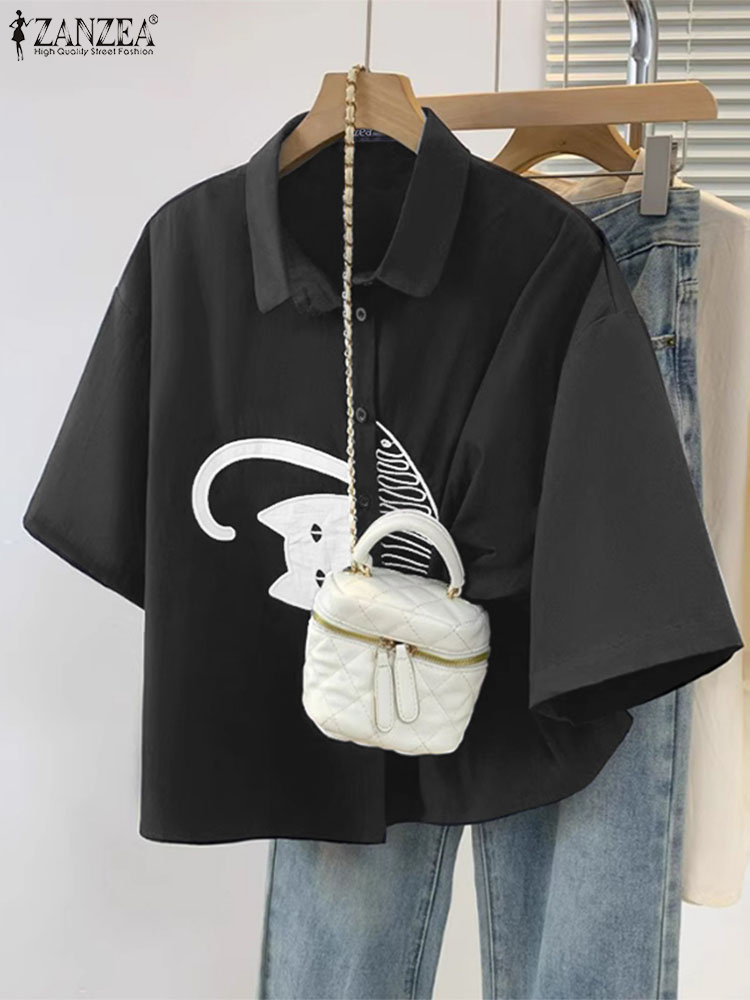 ZANZEA Women's Casual Collared - Embroidery On Shirt ulasan dan harga