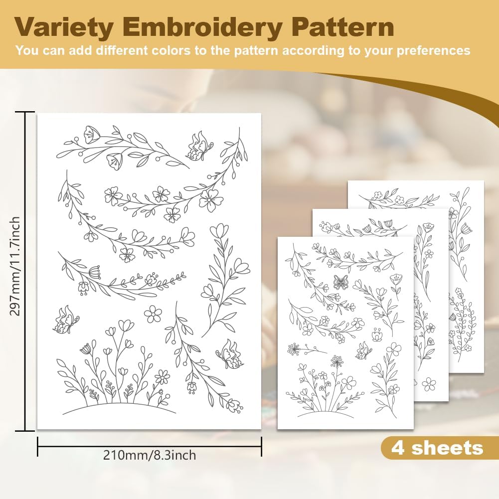 Water Soluble Embroidery Stabi - Embroidery Flower Pattern ulasan dan harga