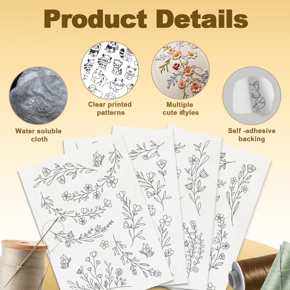Water Soluble Embroidery Stabi - Embroidery Flower Pattern ulasan dan harga