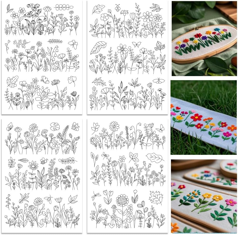 Water Soluble Embroidery Patte - Embroidery Flower Pattern ulasan dan harga