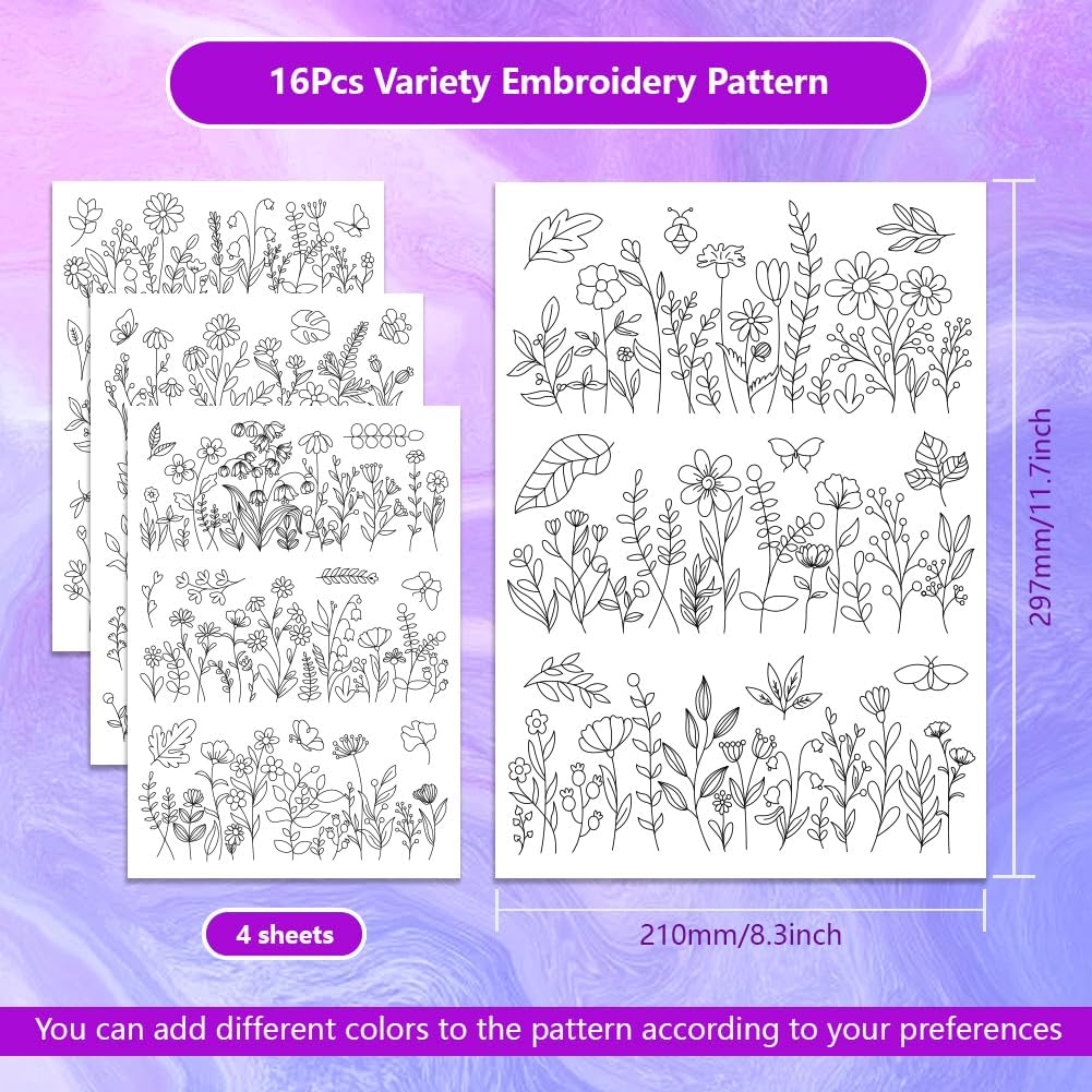 Water Soluble Embroidery Patte - Embroidery Flower Pattern ulasan dan harga