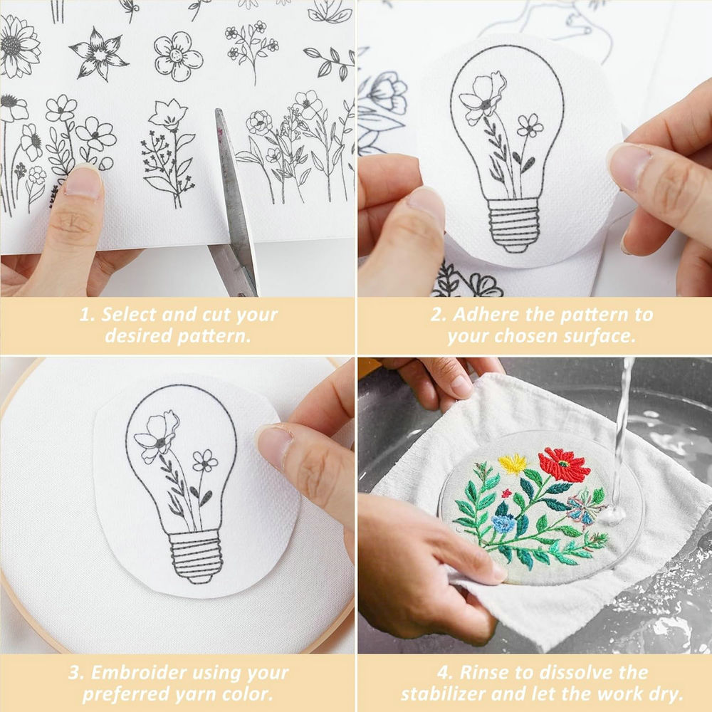 Water Soluble Embroidery Patte - Embroidery Flower Pattern ulasan dan harga