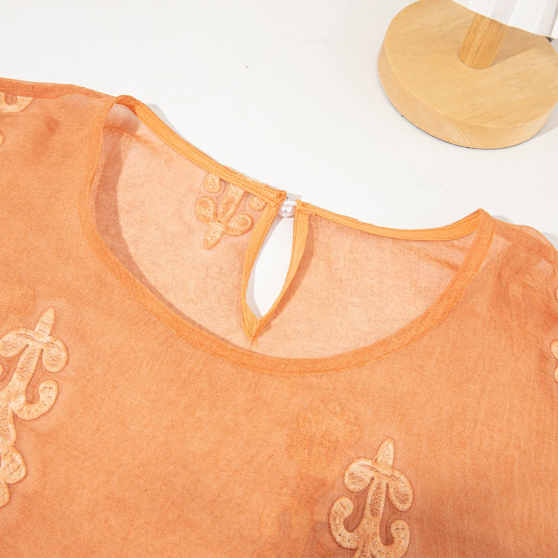 100% Mulberry Silk Women Long  - Embroidery On Shirt ulasan dan harga