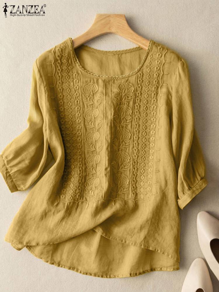 ZANZEA Elegant Women Embroider - Embroidery On Shirt ulasan dan harga