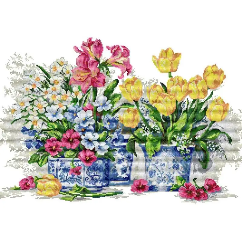 Potted Flowers NKF Counted Cro - Embroidery Tas ulasan dan harga
