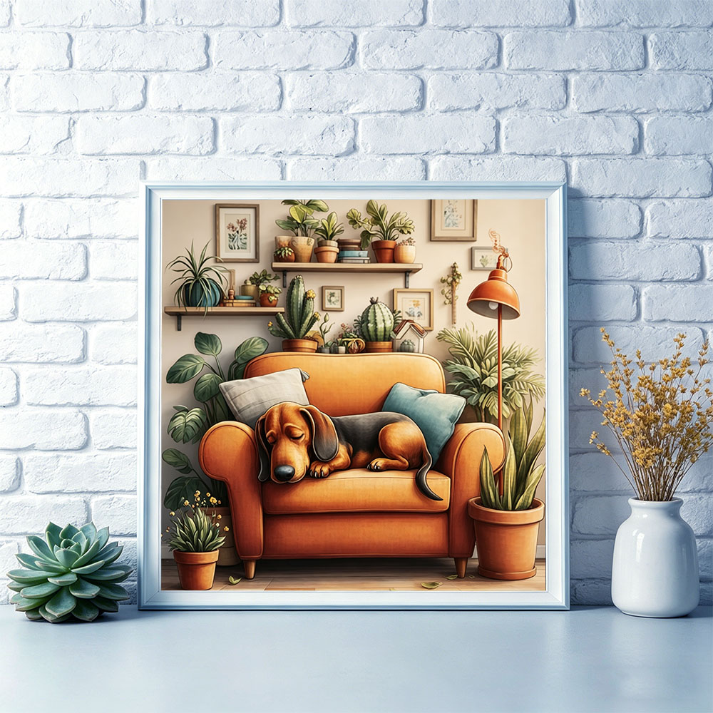 HUACAN Cross Stitch Kit Dog An - Embroidery Tas ulasan dan harga