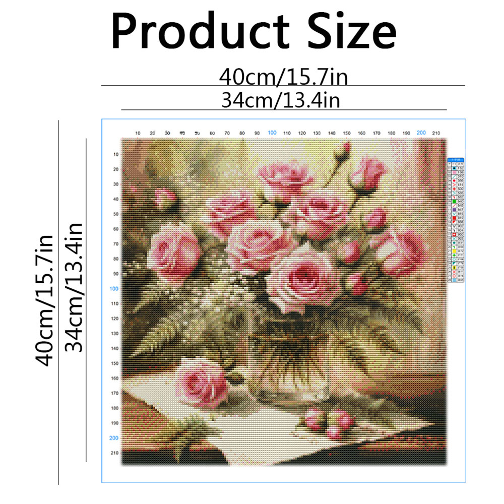 HUACAN Cross Stitch Kits Rose  - Embroidery Tas ulasan dan harga