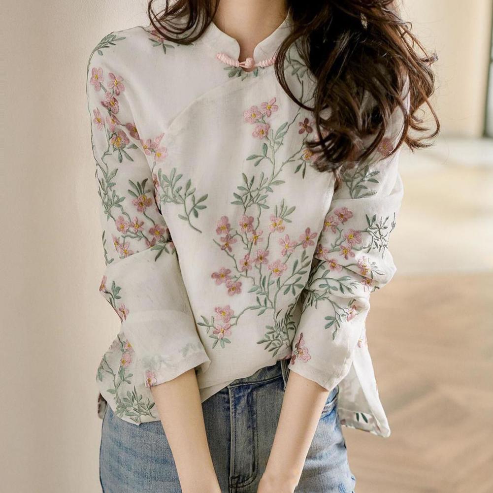 Women Shirt Chinese Style Embr - Embroidery Cardigan ulasan dan harga